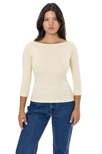 Baby Rib 3/4 Sleeve Boatneck Top - Women's Striped Long Sleeve